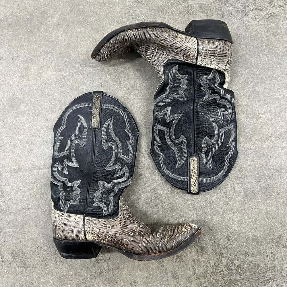 Anderson Bean Western Boots Size 10.5 Snip Toe Python Lizard Exotic Leather